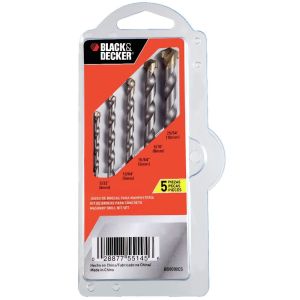 Kit Brocas Clip Strip Black+Decker para Concreto 5 Peças