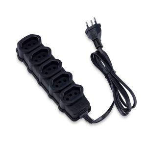 Extensão Force Line 3m 3P 5 Tomadas Preto