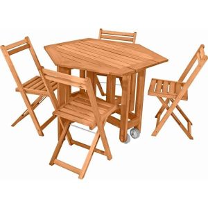 Conjunto Mesa/Aparador e Cadeiras 5 Peças Acácia Metalnew