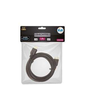 Cabo HDMI 1.4 Elg Suportes Preto 1,8m