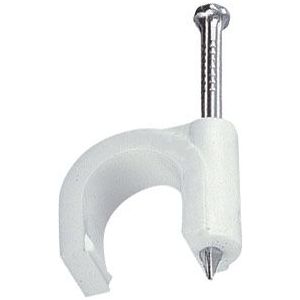 Fixador de Fio Coaxial 6mm Branco 100 Peças Bemfixa