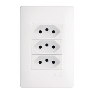 Conjunto Tomada Habitat 3 Módulos 2P+T 10A Branco Fame