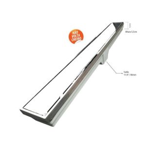 Ralo para Esgoto Linear Liso Alumínio Costa Navarro 7x70cm com Grelha Cromado