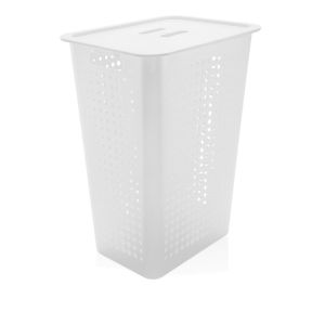 Cesto para Roupa com Tampa 47L Branco Martiplast
