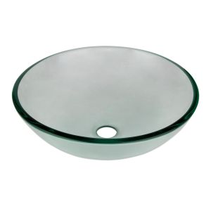 Cuba para Banheiro de Apoio Vidro Redonda Transparente 38cm Court Addra