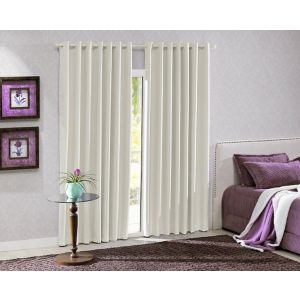 Cortina Bella Janela 4,2x2,3m Corta Luz Marfim com Ilhós
