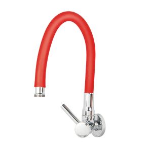 Torneira para Cozinha de Parede Bica Alta 1/2''  Color Flex 1167 Vermelho/Cromado Addra