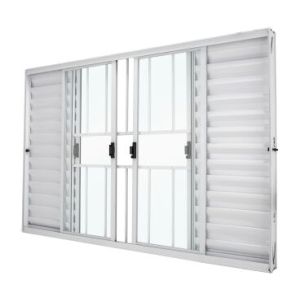Janela Veneziana de Correr Alumínio Classic 100x120cm 6 Folhas Branca com Grade CRV