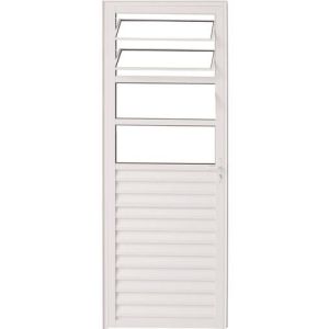 Porta de Abrir Alumínio 2,10M X 80CM Nobre Mb Direita Branca com Basculante CRV