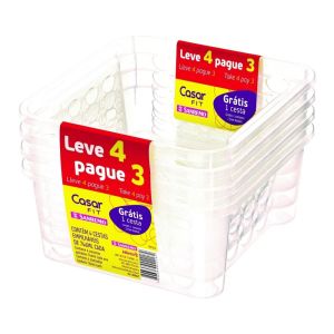 Jogo de Cestas Plásticas Sanremo 746ml Transparente