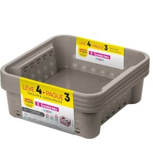Kit Cestos Plásticos Leve 4 Pague 3 Sanremo 746ml Cinza