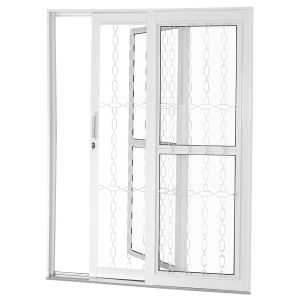 Porta de Abrir Aço CRV 2,15x1,6m Ideal Branca Direita com Grade Elo e Postigo