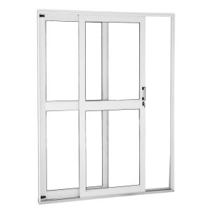 Porta de Correr Aço CRV 2,15x1,6m Ideal Branca Direita R12