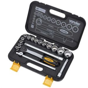 Kit Chave Soquete Vonder Estriado 18 peças
