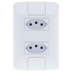 Conjunto Tomada Aria 2 Módulos 2P + T 10A Branco Tramontina