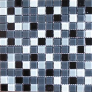 Pastilha de Vidro Miscelânia PGC08 10455 Preto Cinza e Branco 30x30 Bremen
