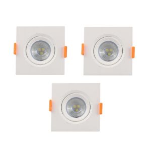 Kit Spot LED de Embutir 3W 6500K Quadrado Bivolt 3 Peças Luz Branca Vitralux