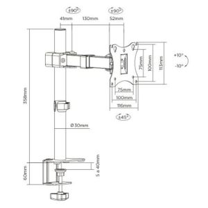 Suporte Articulado de Mesa para LCD/LED de 17" a 34" Elg Suportes