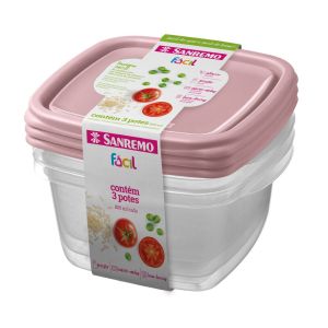 Jogo de Potes Sanremo Quadrado 800ml 3 Peças
