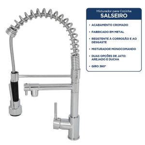 Torneira Misturador Monocomando com Ducha ½" Firenze Cromado Addra