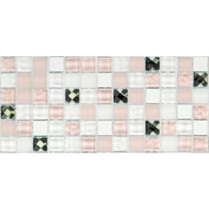 Pastilha de Vidro Glass Mosaic Diamond 30x30 Branco Rosa