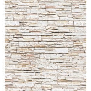 Papel de Parede Pedras Linhas Marrom e Branco 52x950 m