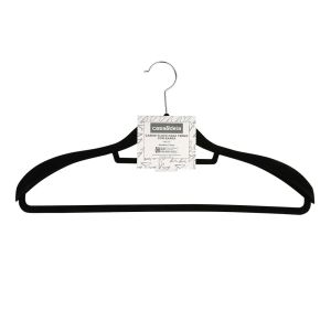 Cabide para Terno Flock com Barra Preto Casa&Ideia