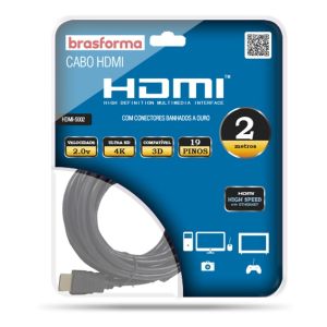 Cabo HDMI 4K Ultra HD Brasforma 2m