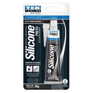 Silicone Acético Alta Tempetura 50g Preto Tekbond
