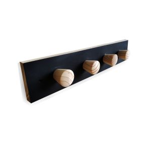 Cabide de Parede Cubo Marcenaria Preto 4 Ganchos