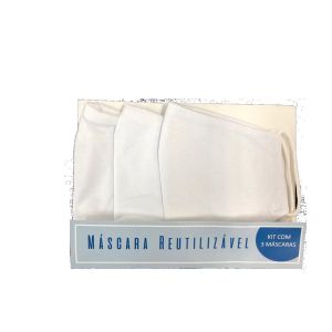 Máscara Facial Reutilizável de Algodão Branco Evolutex