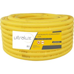 Eletroduto Corrugado 25mm PVC Flex Amarelo 25m Vitralux