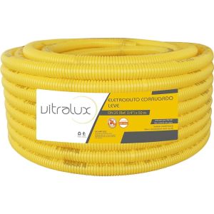 Eletroduto Corrugado 25mm PVC Flex Amarelo 50m Vitralux