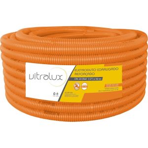Eletroduto Corrugado 20mm PVC Flex Reforçado Laranja 50m Vitralux