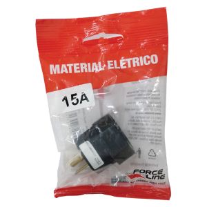 Plugue Adaptador Force Line 2P+T 15A Preto