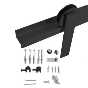 Kit Porta de Correr Geris Alumina Alumínio Preto 1,5m