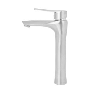 Torneira Misturador Monocomando para Banheiro de Mesa Bica Alta ½ Rio Aço Escovado Addra