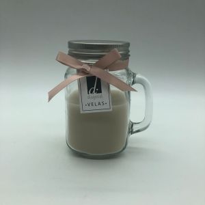 Vela em Mini Jarro Mason 8x13cm Bege Diagonal
