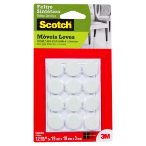 Feltro Adesivo 3M Redondo 19x3mm 12 Peças