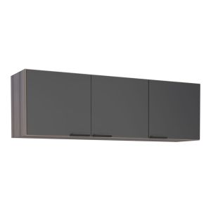 Armário Aéreo de Cozinha 45x144cm 3 Portas Preto/Tamarindo Cozimax