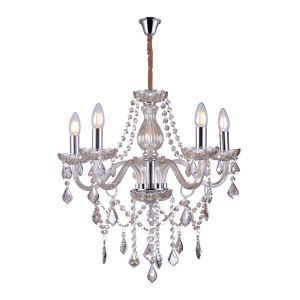 Lustre Taschibra Glam 5 Lâmpadas E14 Conhaque