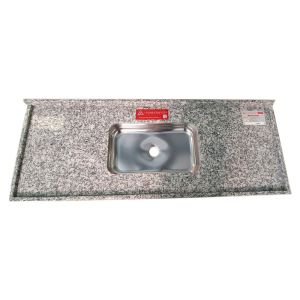 Pia de Cozinha com Cuba Inox Standard Corumba Granito 120x56cm Cinza L A Pias e Granitos