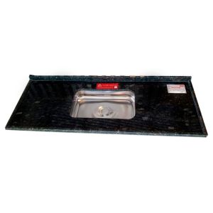 Pia de Cozinha L A Pias e Granitos Standard 150x56cm Granito Verde Ubatuba