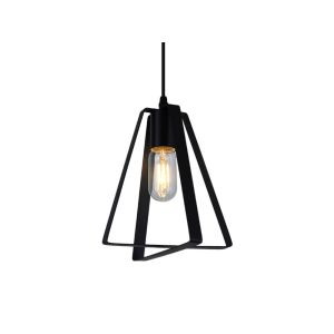 Pendente Taschibra 1 Lâmpada Delta E27 Preto Fosco