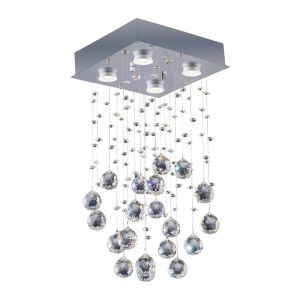 Plafon Bronzearte 4 Lâmpadas Crystal Spiral 30954 GU10 Cinza