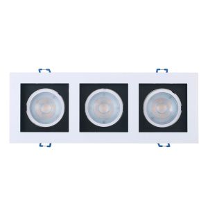 Spot LED de Embutir Frame 3 Lâmpadas 15W 3000K Recuado Preto/Branco Luz Amarela Taschibra