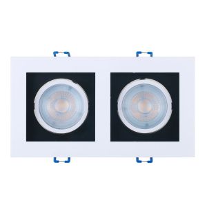 Spot LED de Embutir 2 Lâmpadas Frame Recuado 10W 3000K Preto/Branco Luz Amarela Taschibra