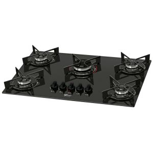 Cooktop a Gás Fischer 5 Bocas Fit Line Vidro Preto
