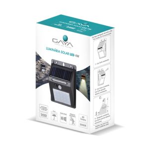 Luminaria Solar LED 4W 3000K Bivolt Luz Amarela Gaya