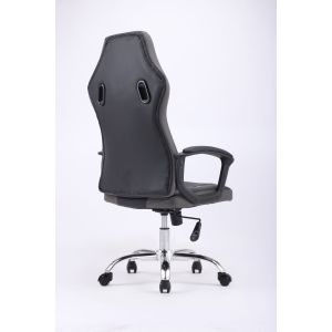 Cadeira de Escritório Gamer Cinza e Preto Diagonal